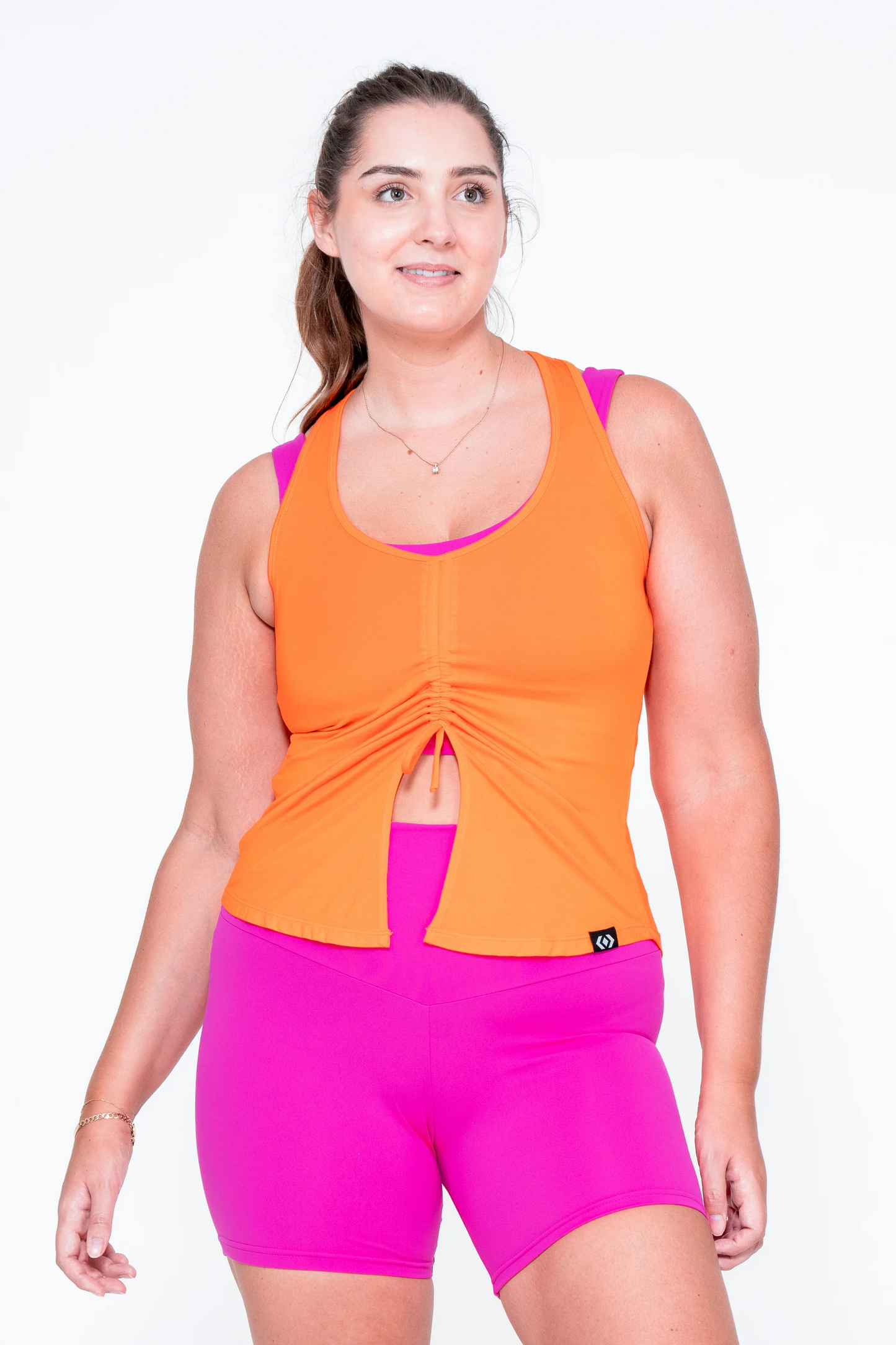 Orange Slinky To Touch - Racer Back Tank Top W/ Cinched Front