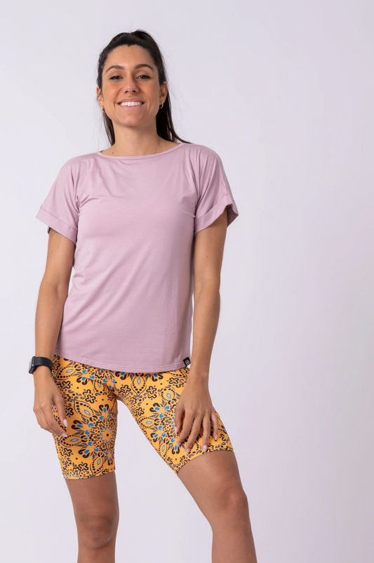 Pale Mauve Slinky To Touch - Cuffed Sleeve Tee