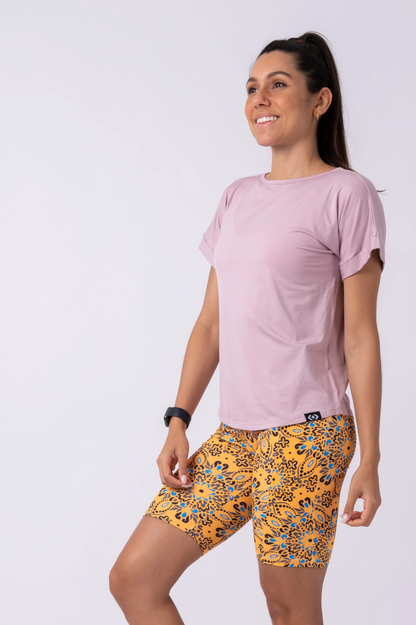 Pale Mauve Slinky To Touch - Cuffed Sleeve Tee