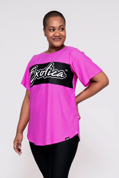 Pink Bball Mesh - Exotica Boyfriend Tee