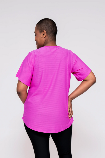 Pink Bball Mesh - Exotica Boyfriend Tee