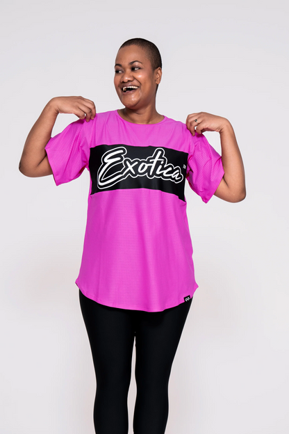 Pink Bball Mesh - Exotica Boyfriend Tee