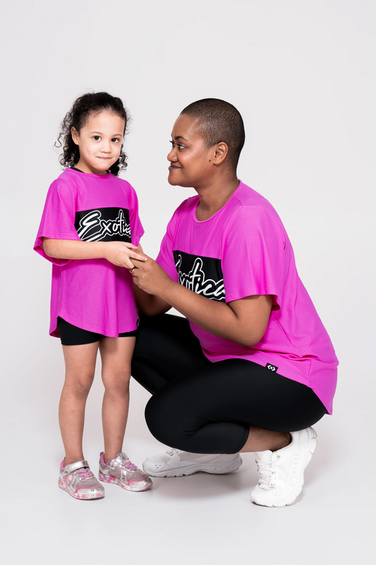 Pink Bball Mesh - Kids Exotica Boyfriend Tee