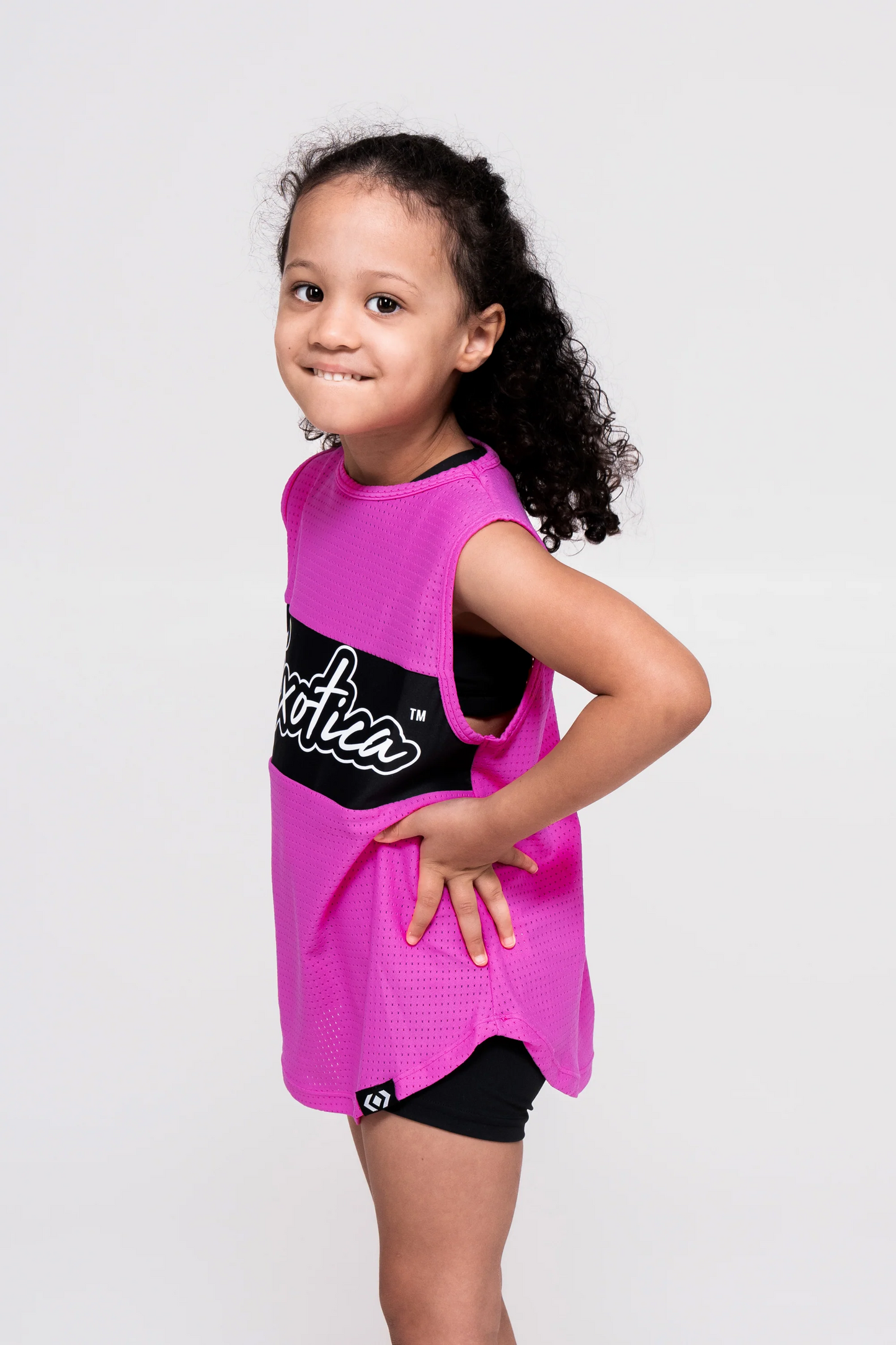 Pink Bball Mesh - Kids Sleeveless Exotica Boyfriend Tee