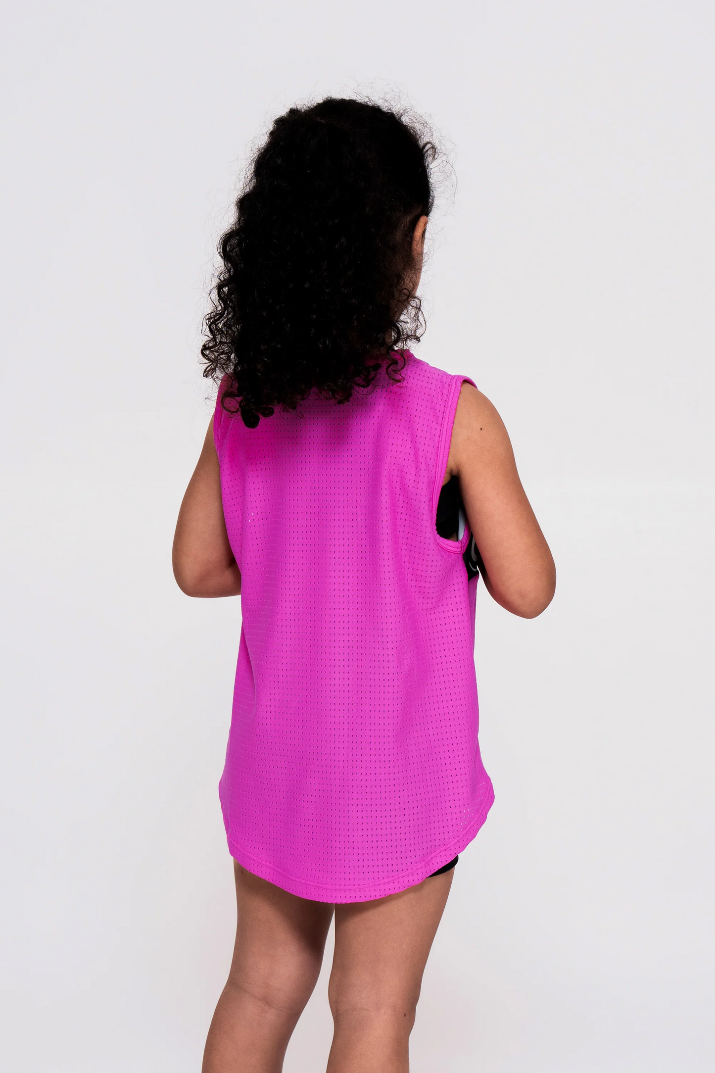 Pink Bball Mesh - Kids Sleeveless Exotica Boyfriend Tee