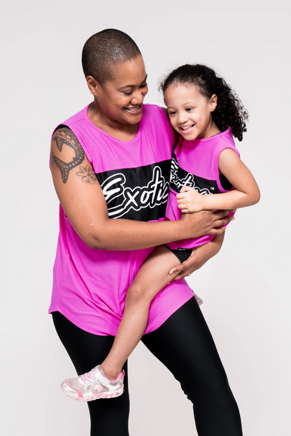 Pink Bball Mesh - Kids Sleeveless Exotica Boyfriend Tee