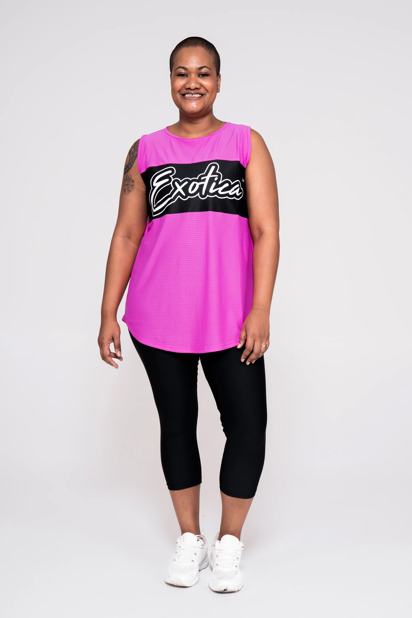 Pink Bball Mesh - Sleeveless Exotica Boyfriend Tee