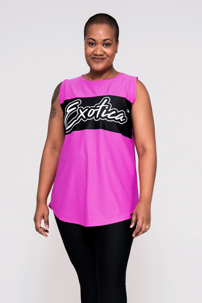 Pink Bball Mesh - Sleeveless Exotica Boyfriend Tee