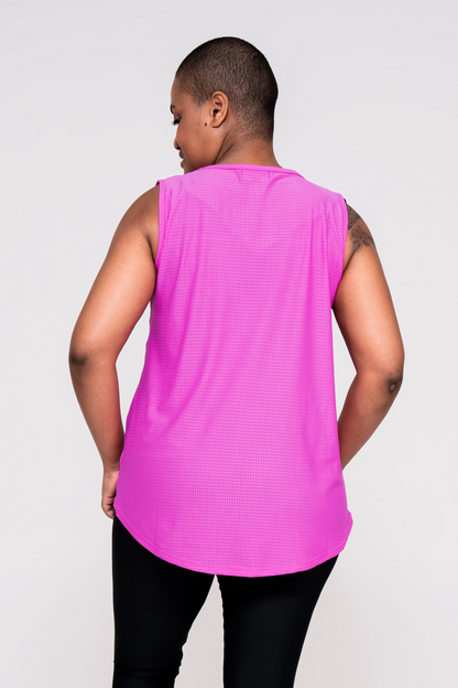 Pink Bball Mesh - Sleeveless Exotica Boyfriend Tee