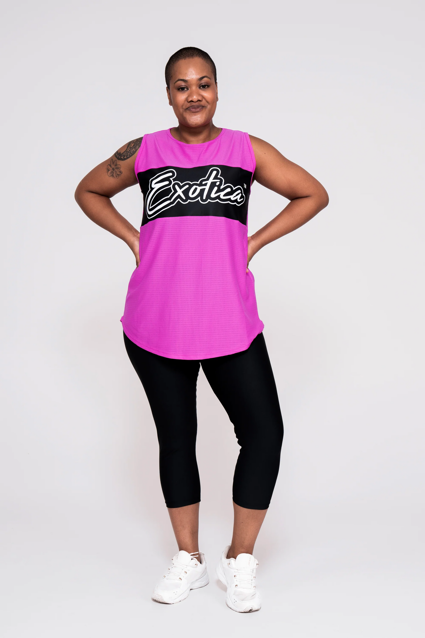 Pink Bball Mesh - Sleeveless Exotica Boyfriend Tee