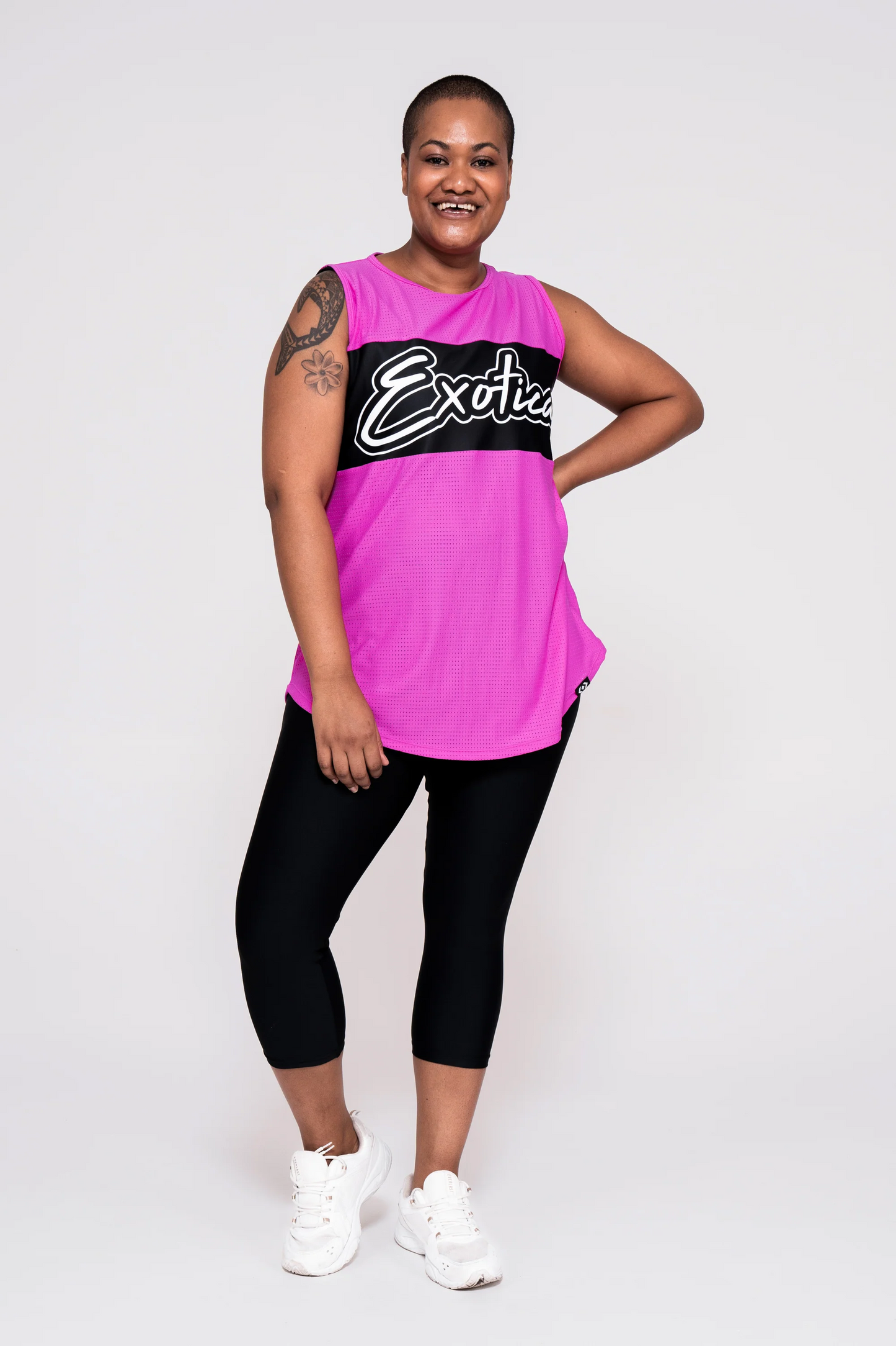 Pink Bball Mesh - Sleeveless Exotica Boyfriend Tee