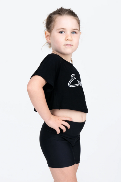 Black Slinky To Touch - Kids Exotica Cropped Tee