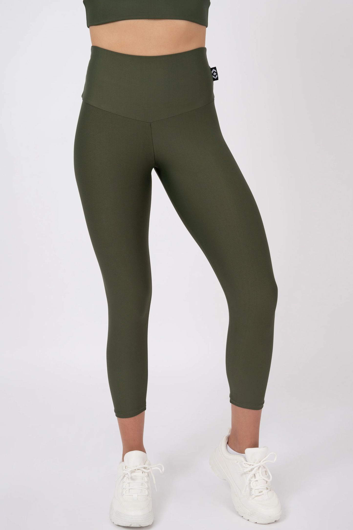 Dark Khaki Performance - Double Booty Scrunch High Waisted Capri Leggings