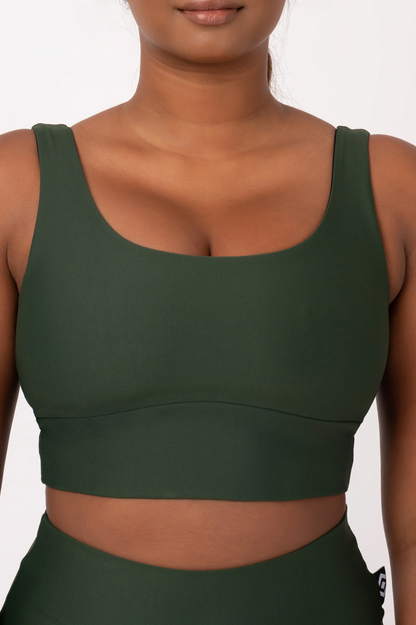 Dark Emerald Performance - Scoop Neck Comfort Crop Top