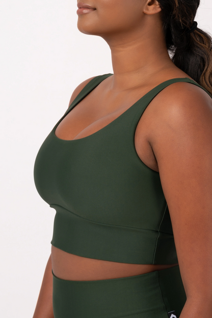 Dark Emerald Performance - Scoop Neck Comfort Crop Top