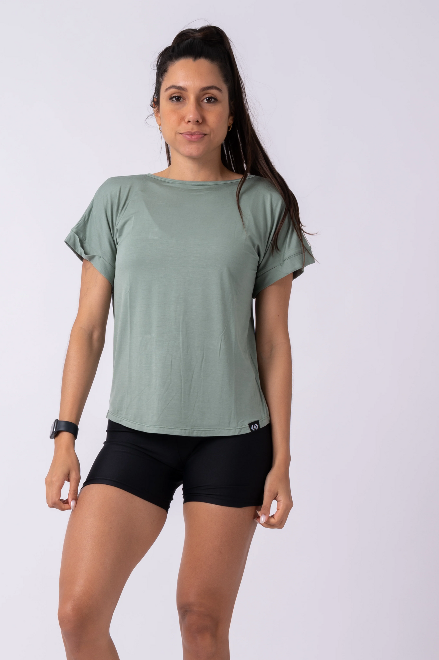 Sage Slinky To Touch - Cuffed Sleeve Tee