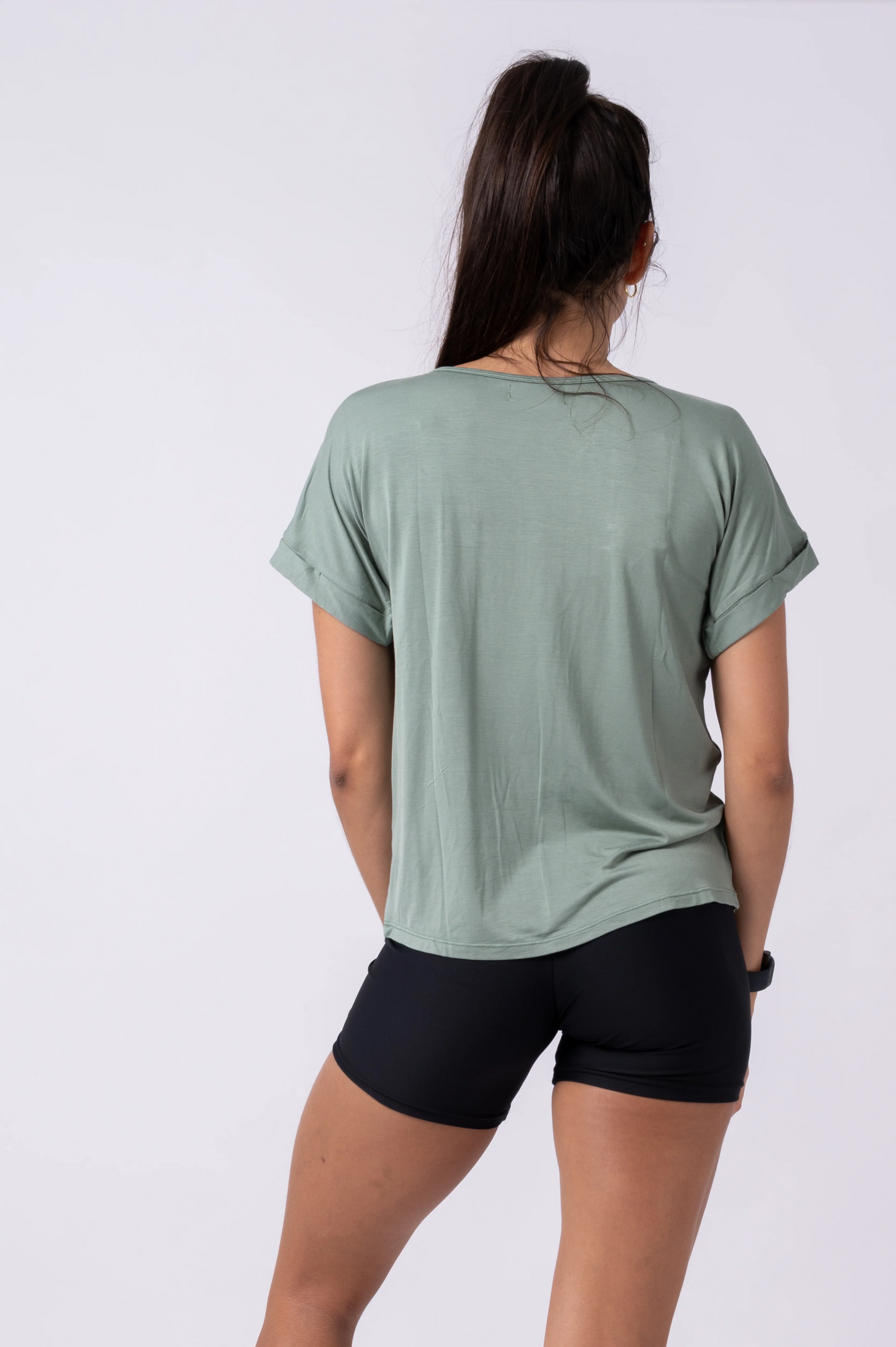 Sage Slinky To Touch - Cuffed Sleeve Tee