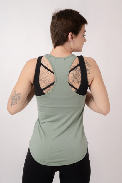 Sage Slinky To Touch - Racer Back Tank Top