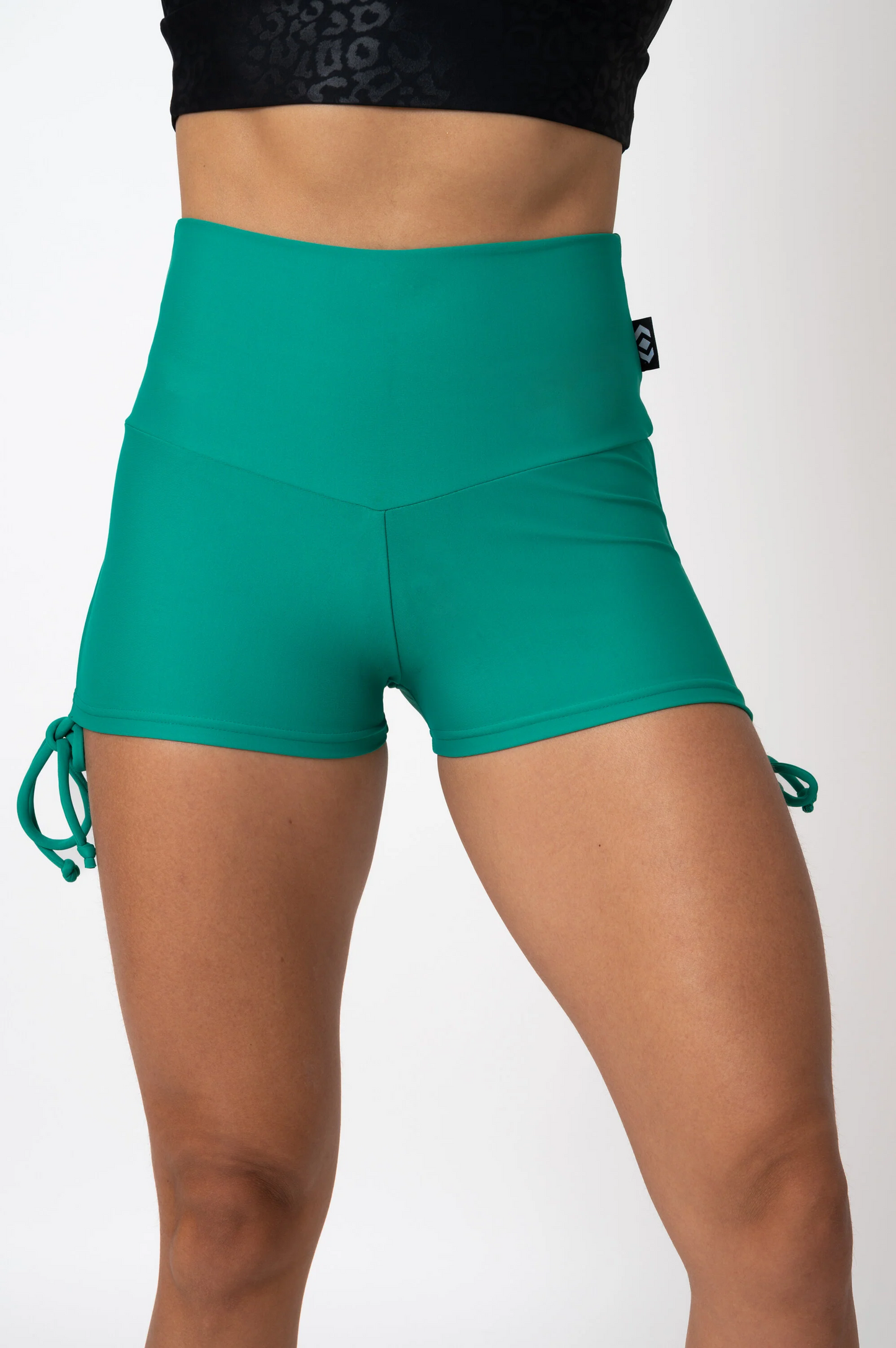 Seafoam Green Performance - High Waisted Tie Side Booty Shorts