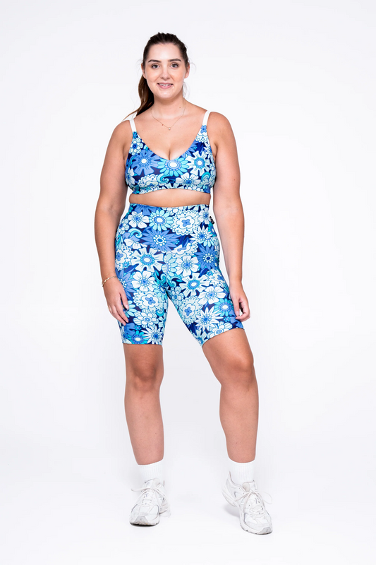 Serendipity Blue Body Contouring - Panel Pocket High Waisted Long Shorts