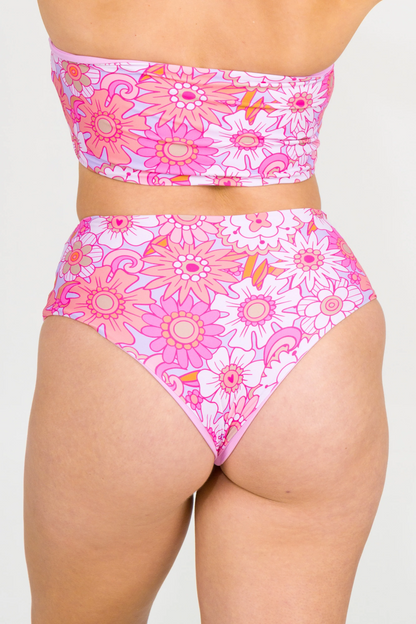 Serendipity Pink Silky - High Waisted Cheeky Cut Bikini Bottoms