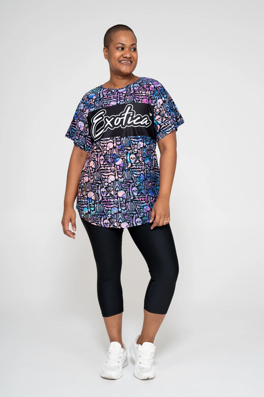 Shelli Skelli Black Bball Mesh - Exotica Boyfriend Tee