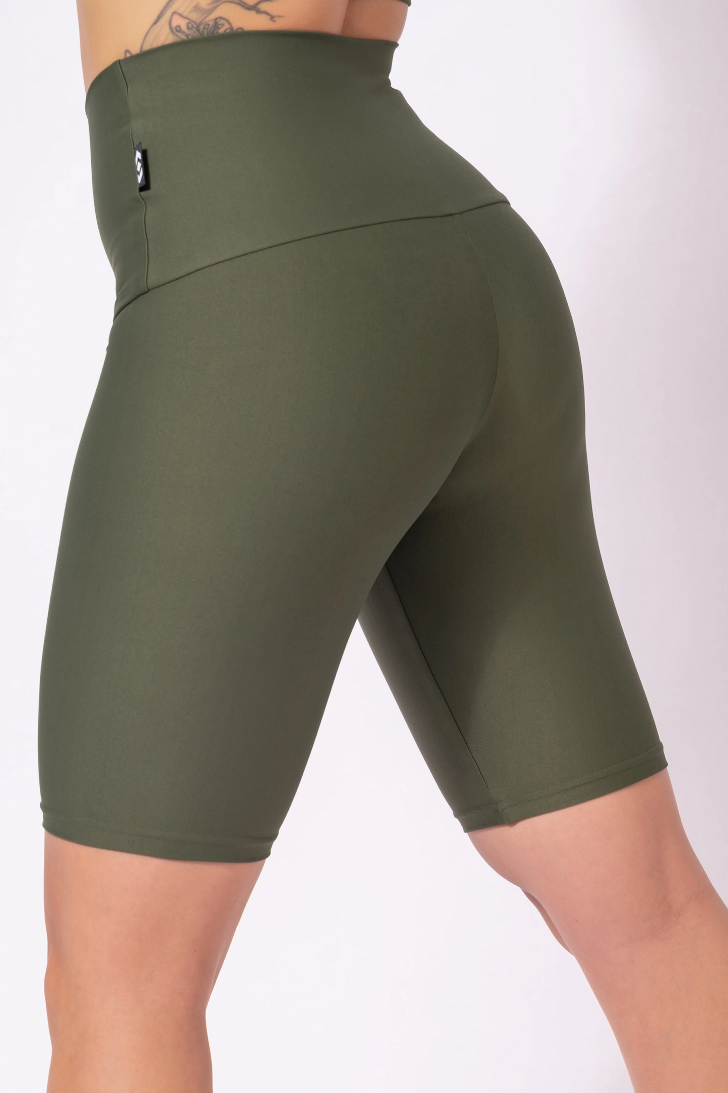 Dark Khaki Performance - Extra High Waisted Long Shorts