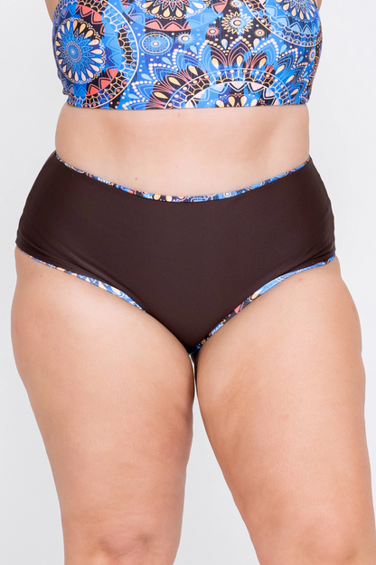 Sundial Me Up Blue Performance - High Waisted Extra Coverage Bikini Bottoms