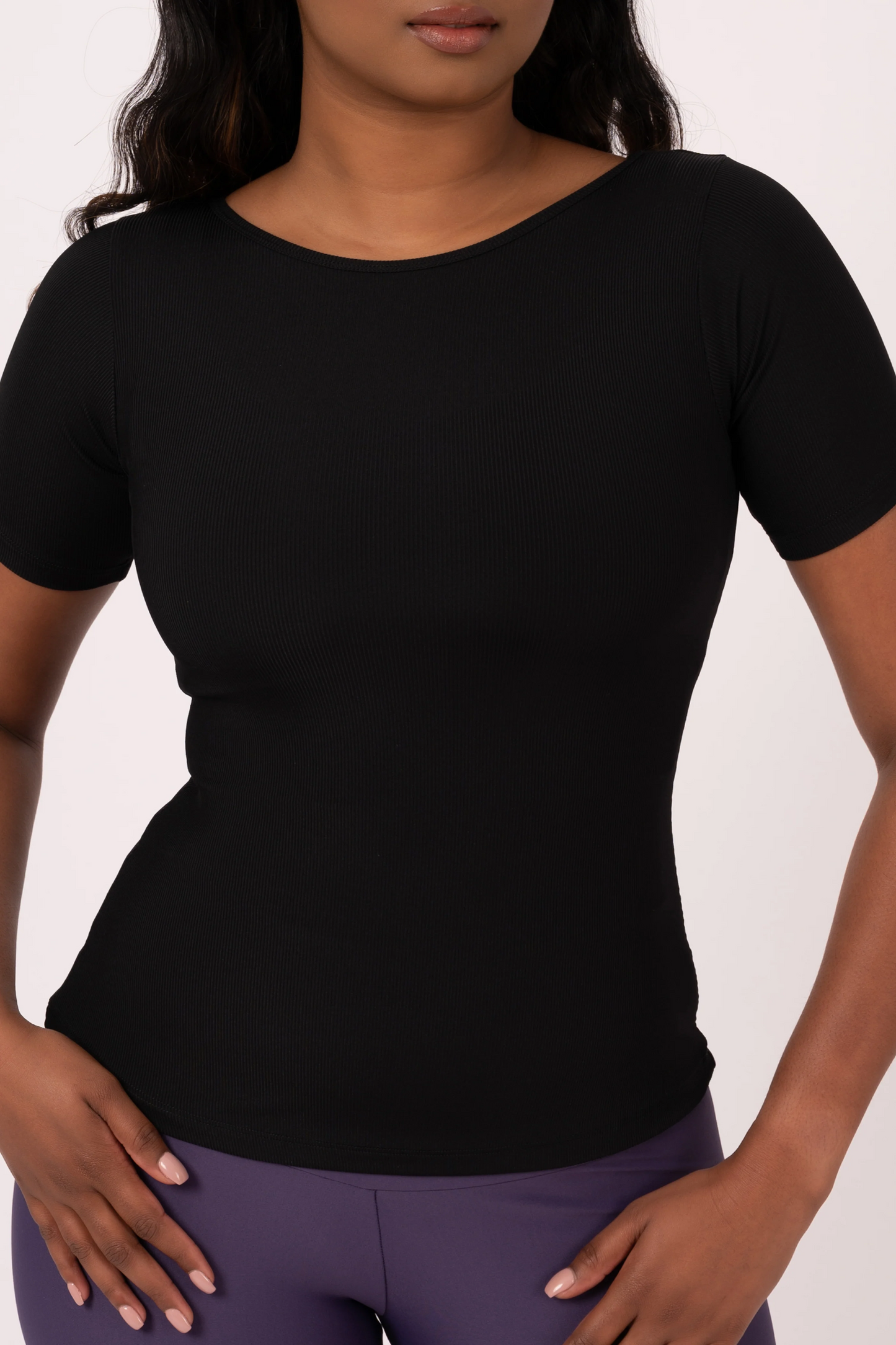 Black Rib Knit - Fitted Tee