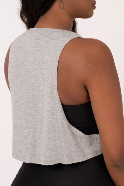 Heather Grey Slinky To Touch - Cropped Drop Arm Muscle Tank