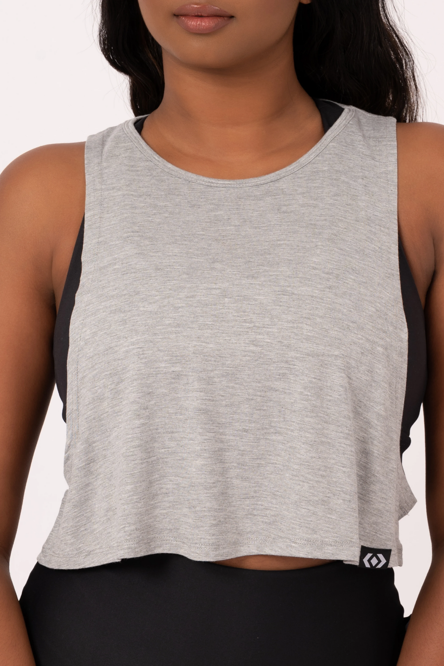 Heather Grey Slinky To Touch - Cropped Drop Arm Muscle Tank