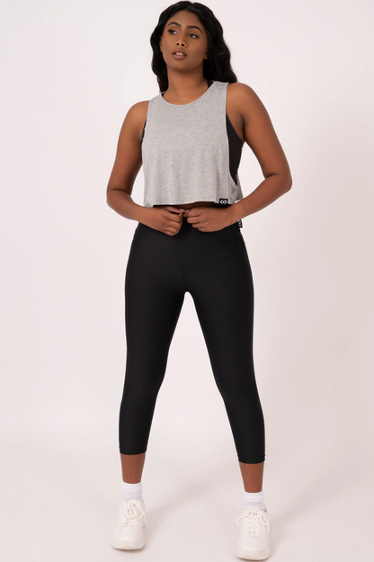 Heather Grey Slinky To Touch - Cropped Drop Arm Muscle Tank