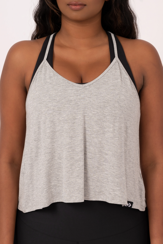 Heather Grey Slinky To Touch - Cropped Singlet