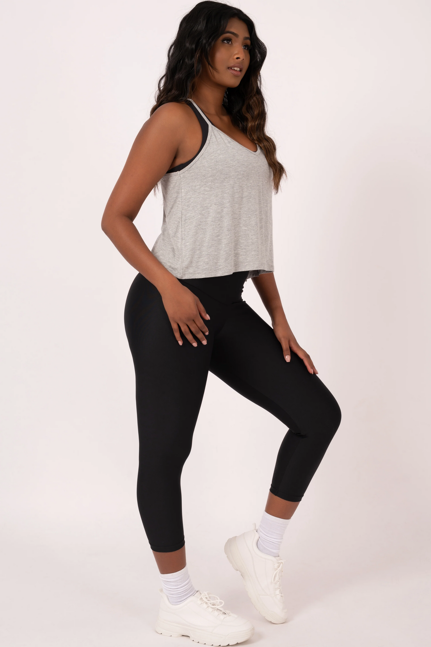 Heather Grey Slinky To Touch - Cropped Singlet