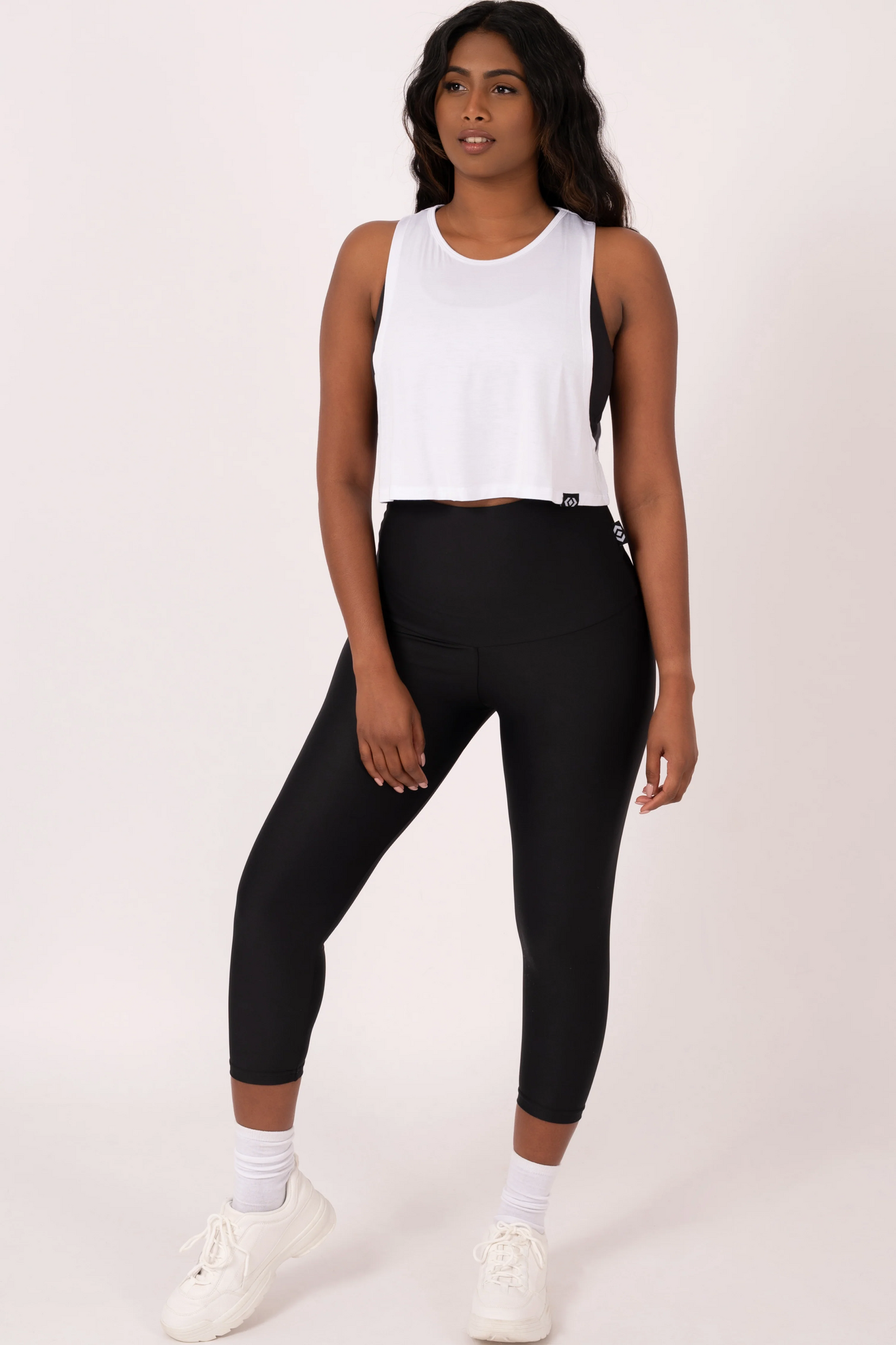 White Slinky To Touch - Cropped Drop Arm Muscle Tank