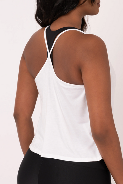 White Slinky To Touch - Cropped Singlet