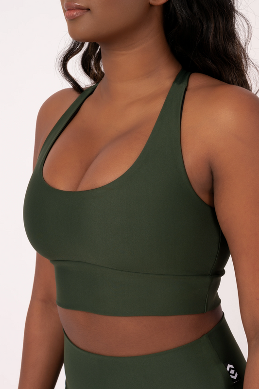 Dark Emerald Performance - T Back Comfort Crop Top