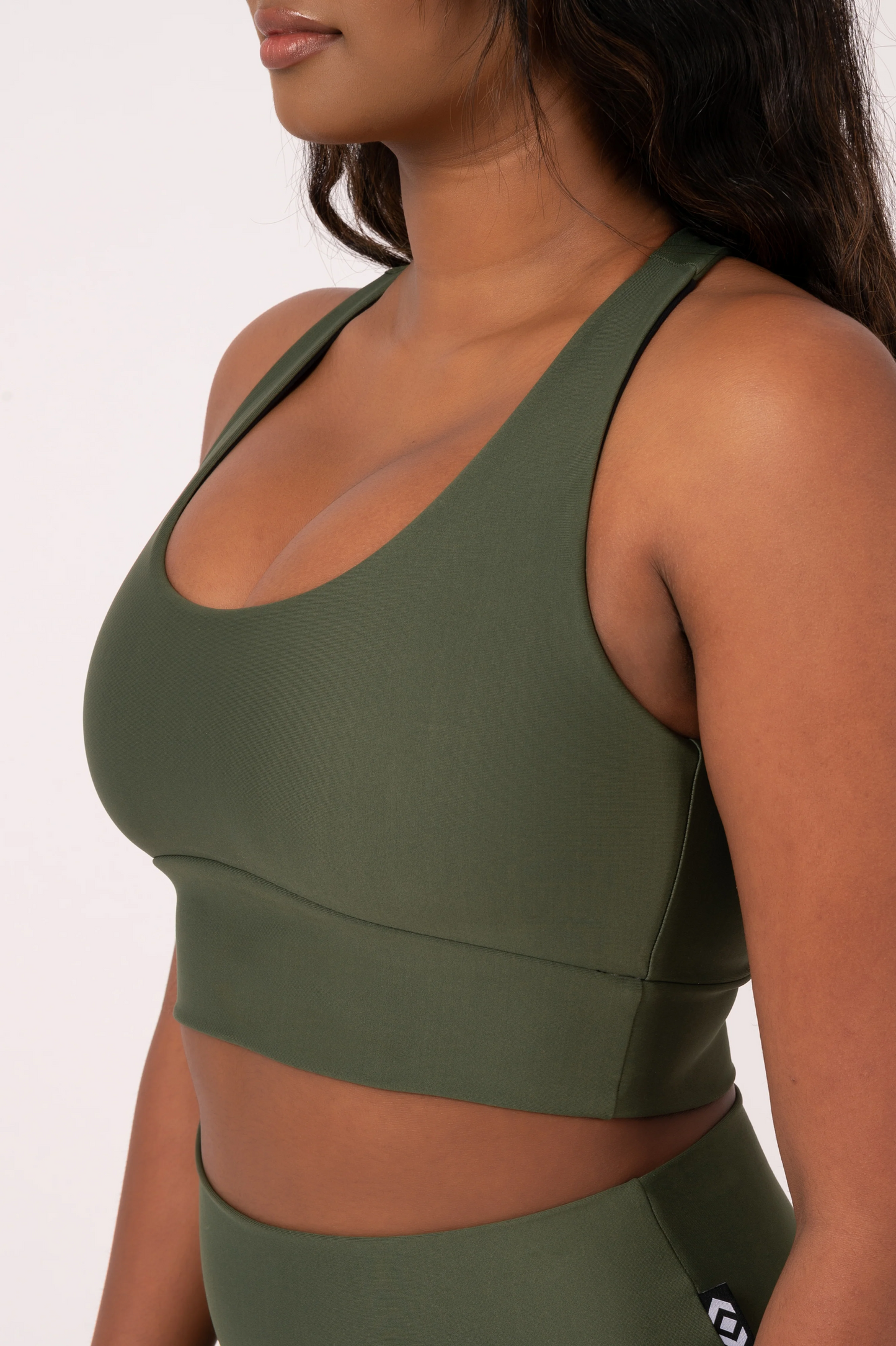 Dark Khaki Performance - T Back Comfort Crop Top