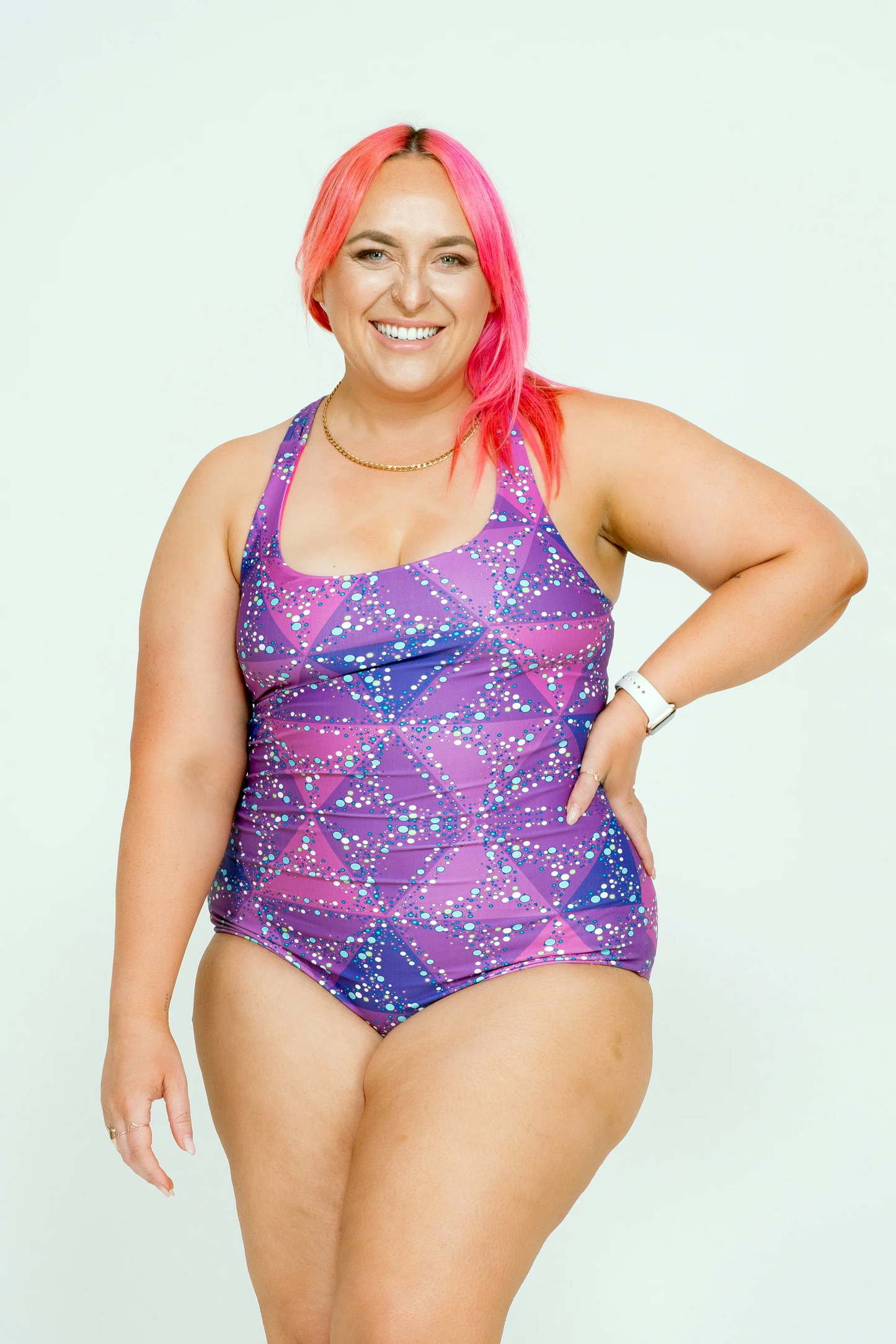 Trance Purple Performance - Cross Over One Piece W/ Extra Coverage Bottoms