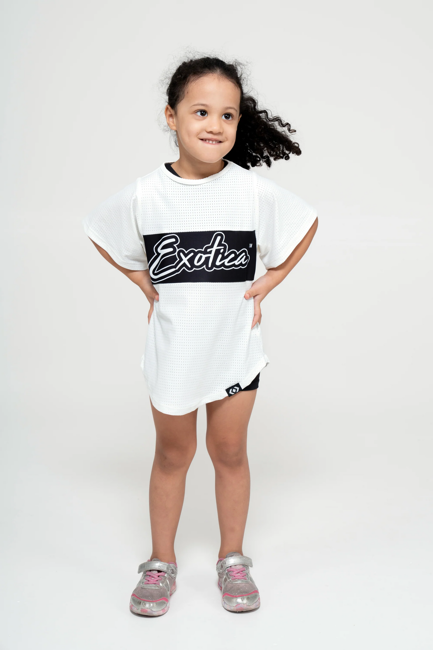 White Bball Mesh - Kids Exotica Boyfriend Tee