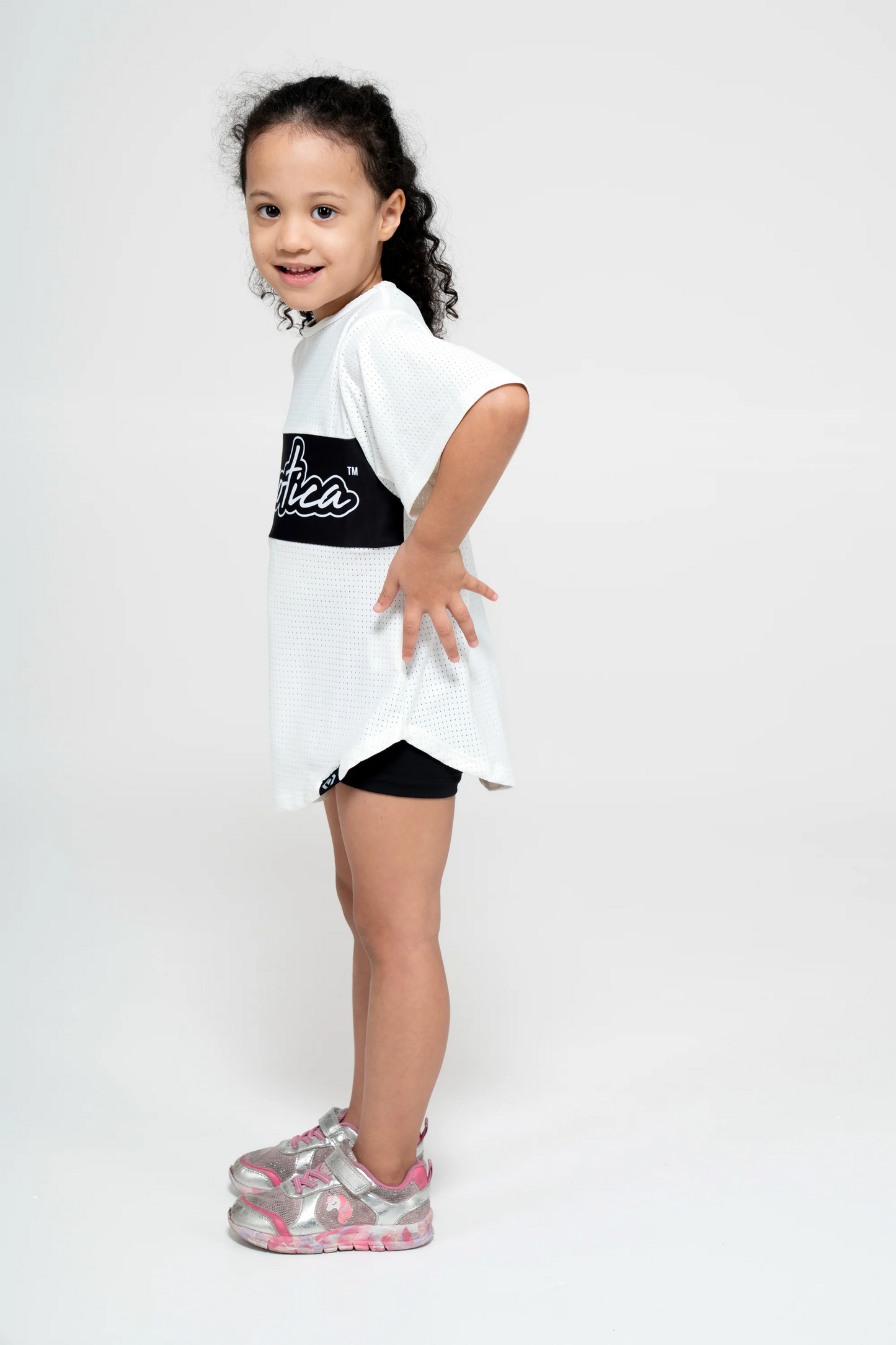 White Bball Mesh - Kids Exotica Boyfriend Tee