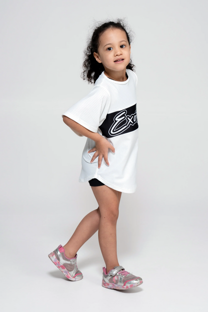 White Bball Mesh - Kids Exotica Boyfriend Tee