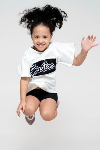 White Bball Mesh - Kids Exotica Boyfriend Tee