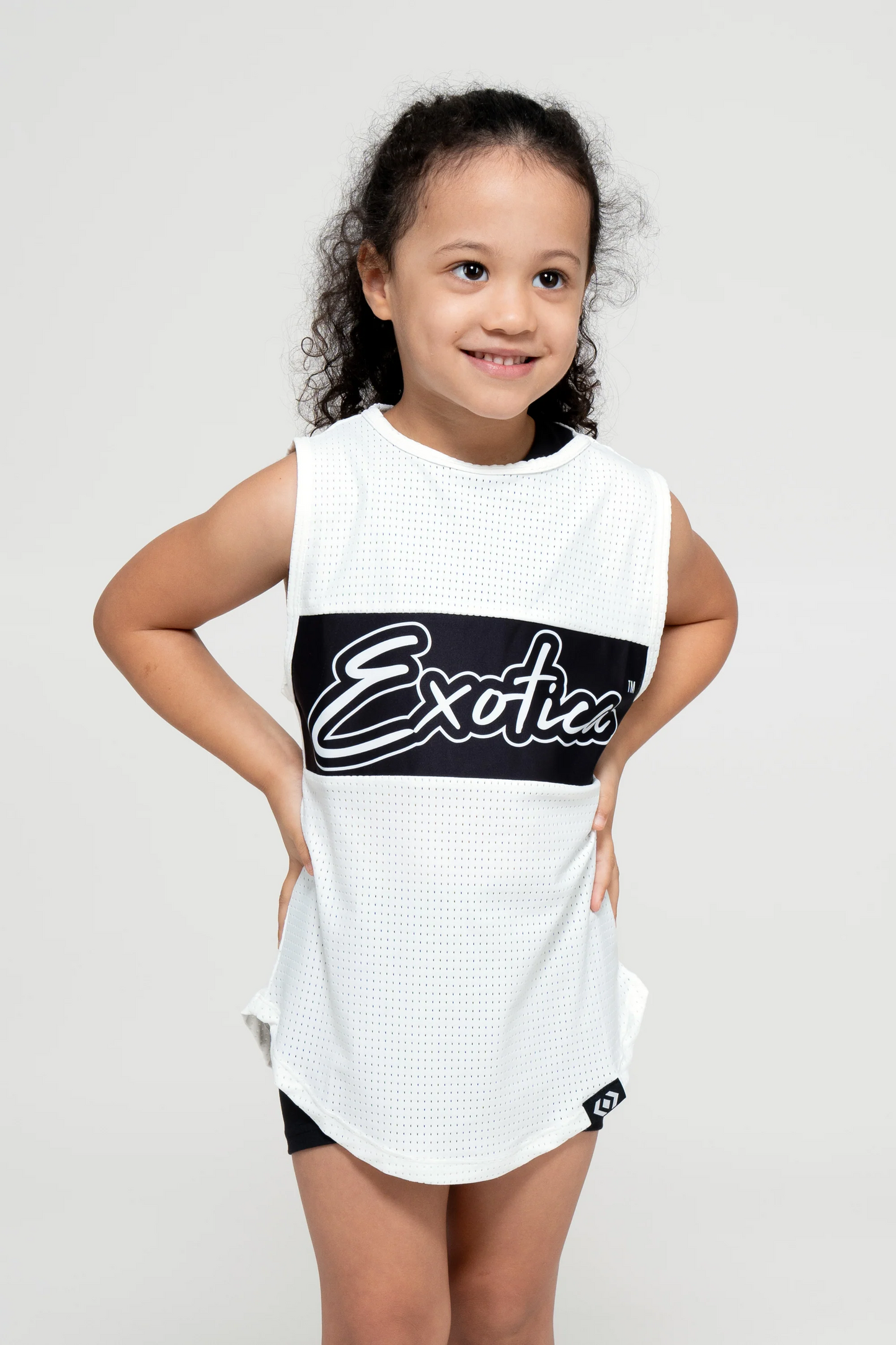 White Bball Mesh - Kids Sleeveless Exotica Boyfriend Tee