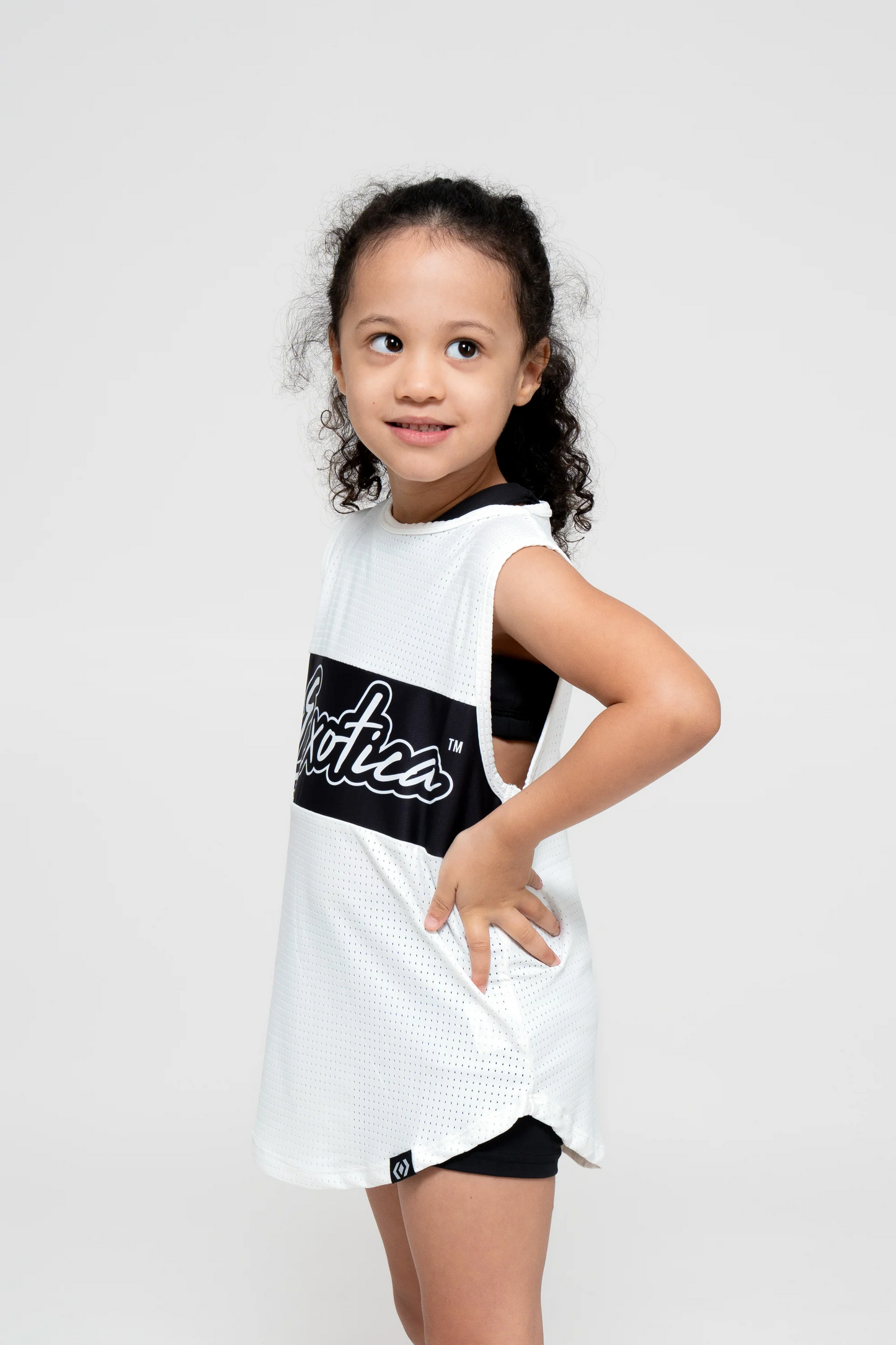 White Bball Mesh - Kids Sleeveless Exotica Boyfriend Tee