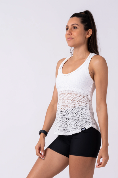 White Bohemian Lace - Racer Back Tank Top