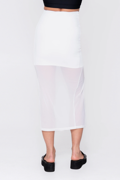 White Net - Midi Skirt W/ Side Split