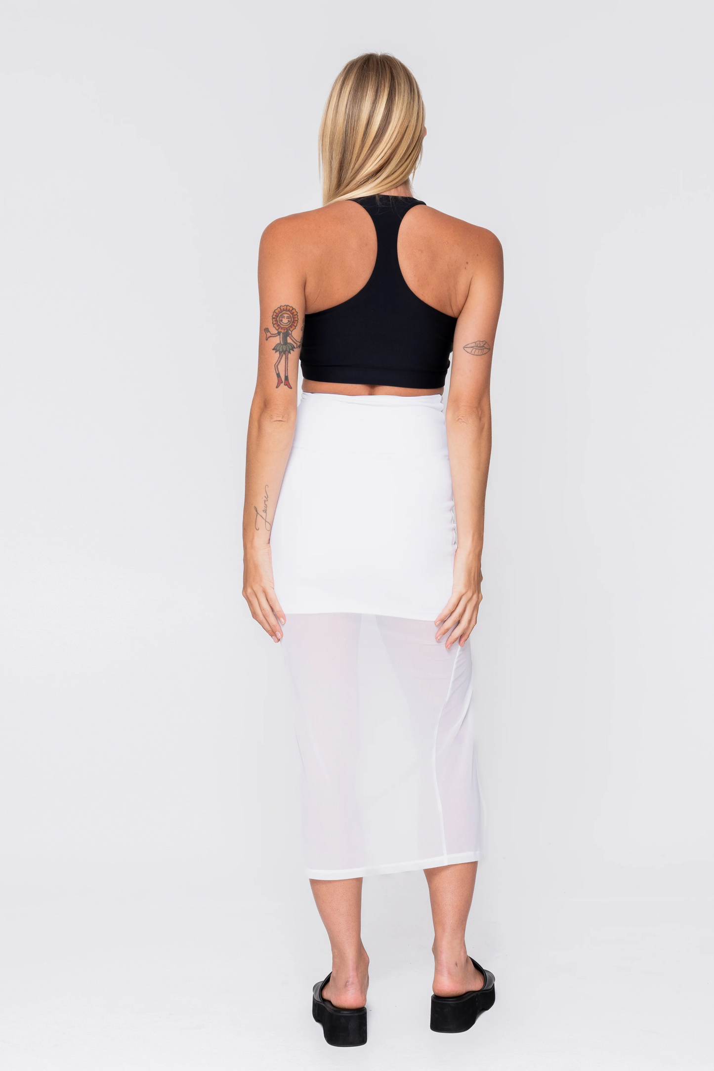 White Net - Midi Skirt W/ Side Split