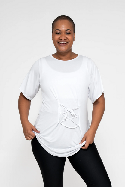 White Slinky To Touch - Corset Front Boyfriend Tee